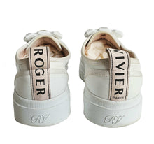 ROGER VIVIER WHITE WALKY VIV CRYSTAL BUCKLE SNEAKERS (38.5)