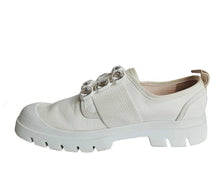 ROGER VIVIER WHITE WALKY VIV CRYSTAL BUCKLE SNEAKERS (38.5)