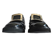 ROGER VIVIER BLACK LEATHER VIV’ RANGERS BUCKLE LOAFERS SHOES (38.5)