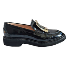 ROGER VIVIER BLACK LEATHER VIV’ RANGERS BUCKLE LOAFERS SHOES (38.5)