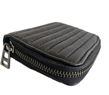 ZADIG & VOLTAIRE BLACK LEATHER ZIP AROUND QUILTED MINI WALLET