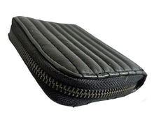 ZADIG & VOLTAIRE BLACK LEATHER ZIP AROUND QUILTED MINI WALLET