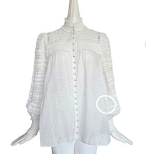 ZIMMERMANN CREAM DOT PRINT LACE TRIM SMOCKED BLOUSE (2)