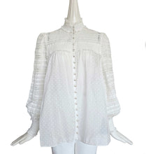 ZIMMERMANN CREAM DOT PRINT LACE TRIM SMOCKED BLOUSE (2)