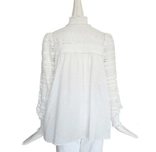 ZIMMERMANN CREAM DOT PRINT LACE TRIM SMOCKED BLOUSE (2)