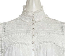 ZIMMERMANN CREAM DOT PRINT LACE TRIM SMOCKED BLOUSE (2)