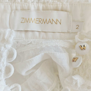 ZIMMERMANN CREAM DOT PRINT LACE TRIM SMOCKED BLOUSE (2)