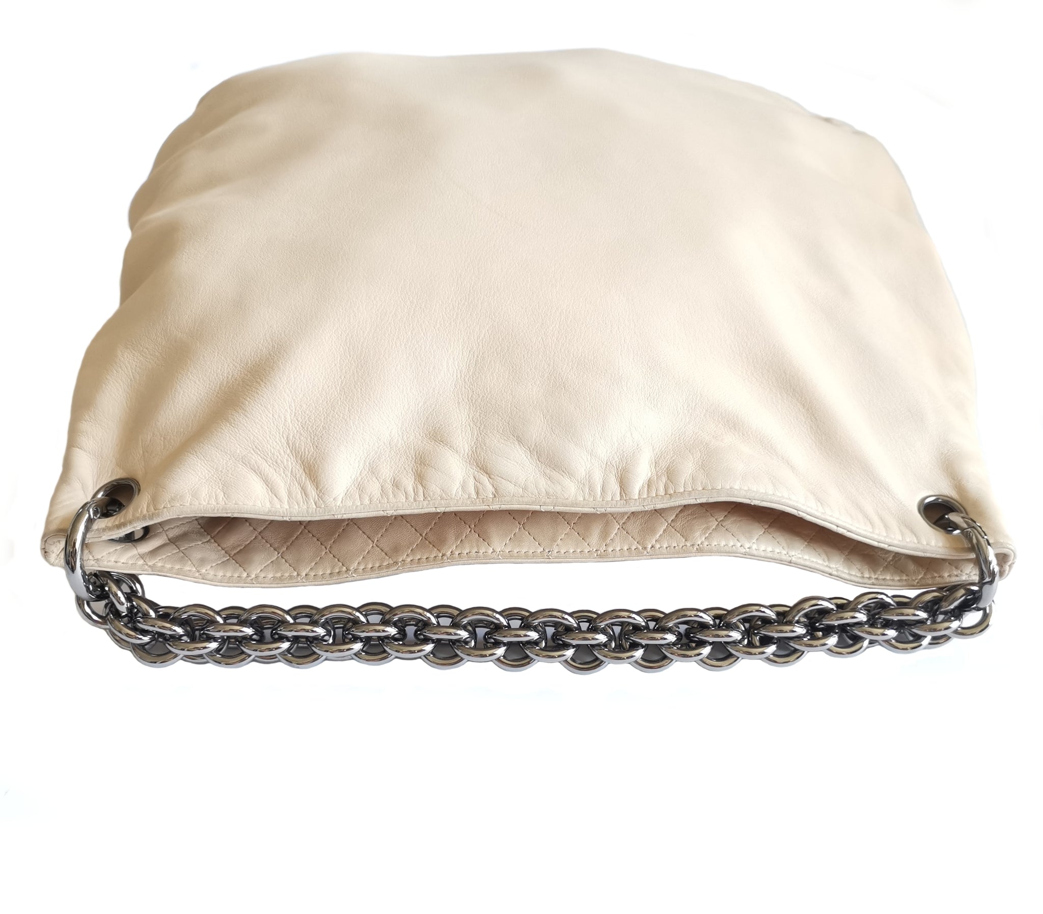 Chanel Crumpled Lambskin Mini Hobo Bag Beige 