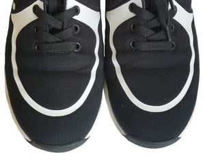 CHANEL BLACK LYCRA CC LOGO 2020 CRUISE COLLECTION SNEAKERS (39)
