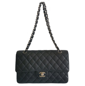 CHANEL BLACK CAVIAR MEDIUM CLASSIC DOUBLE FLAP BAG