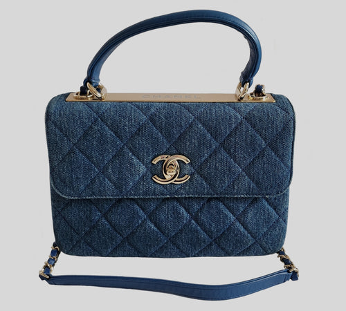 CHANEL TRENDY CC BLUE DENIM TOP HANDLE BAG