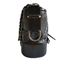 CHANEL BLACK AGED CALFSKIN LEATHER SMALL GABRIELLE QUILTED HOBO