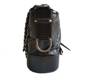 CHANEL BLACK AGED CALFSKIN LEATHER SMALL GABRIELLE QUILTED HOBO – ReFrock