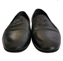 CHANEL BLACK LEATHER MOCASSINS LOAFERS (38.5)