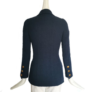 CHANEL NAVY 93C BOUCLE DOUBLE BREAST JACKET (36 Fr)
