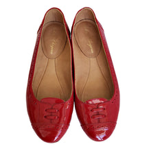 ROBERT CLERGERIE RED PATENT LEATHER BALLET PERFORATED BALLET FLAT SHOES (5)