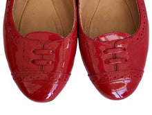ROBERT CLERGERIE RED PATENT LEATHER BALLET PERFORATED BALLET FLAT SHOES (5)
