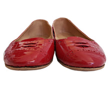 ROBERT CLERGERIE RED PATENT LEATHER BALLET PERFORATED BALLET FLAT SHOES (5)