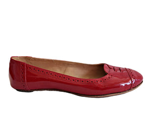 ROBERT CLERGERIE RED PATENT LEATHER BALLET PERFORATED BALLET FLAT SHOES (5)