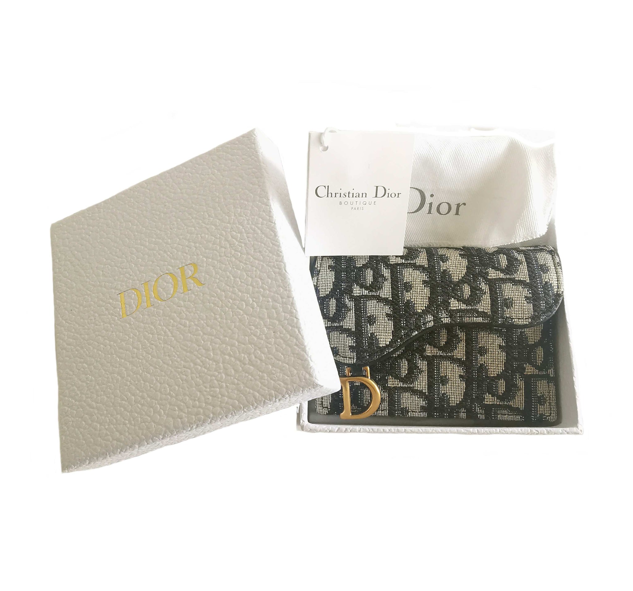 Dior Saddle Card Holder Oblique Blue