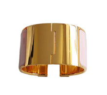 HERMES LIGHT PINK EXTRA WIDE CLIC CLAC PM GOLD PLATED H BRACELET