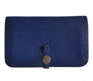 HERMES ROYAL BLUE TOGO LEATHER DOGON DUO WALLET