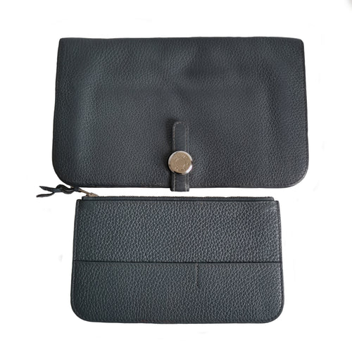 HERMES GRAY TOGO LEATHER DOGON DUO WALLET
