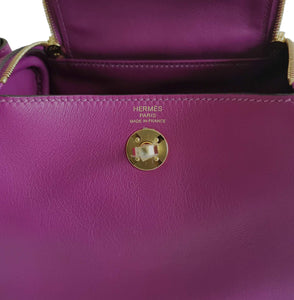 HERMES ANEMONE PURPLE 2020 SWIFT LEATHER MINI 20 LINDY BAG