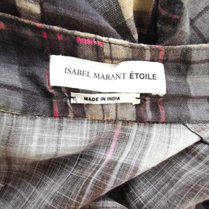 ISABEL MARANT ETOILE TAUPE VARNA PLAID WRAP DRESS (36)