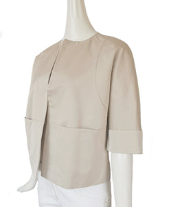 MARNI KHAKI WOOL BLEND CROPPED SLEEVES RELAXED FIT JACKET (42)