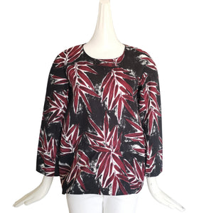 MARNI BLACK/BURGUNDY LEAF PRINT COTTON BLOUSE (40)