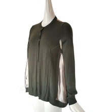 MARNI OLIVE GREEN CASHMERE CARDIGAN WITH LAME BACK (40)
