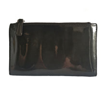 MIU MIU METALLIC TWO-FOLD PATENT LEATHER WALLET