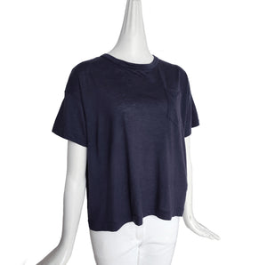 SACAI NAVY SHORT SLEEVES TEE WITH ROPE LACE BACK (2)
