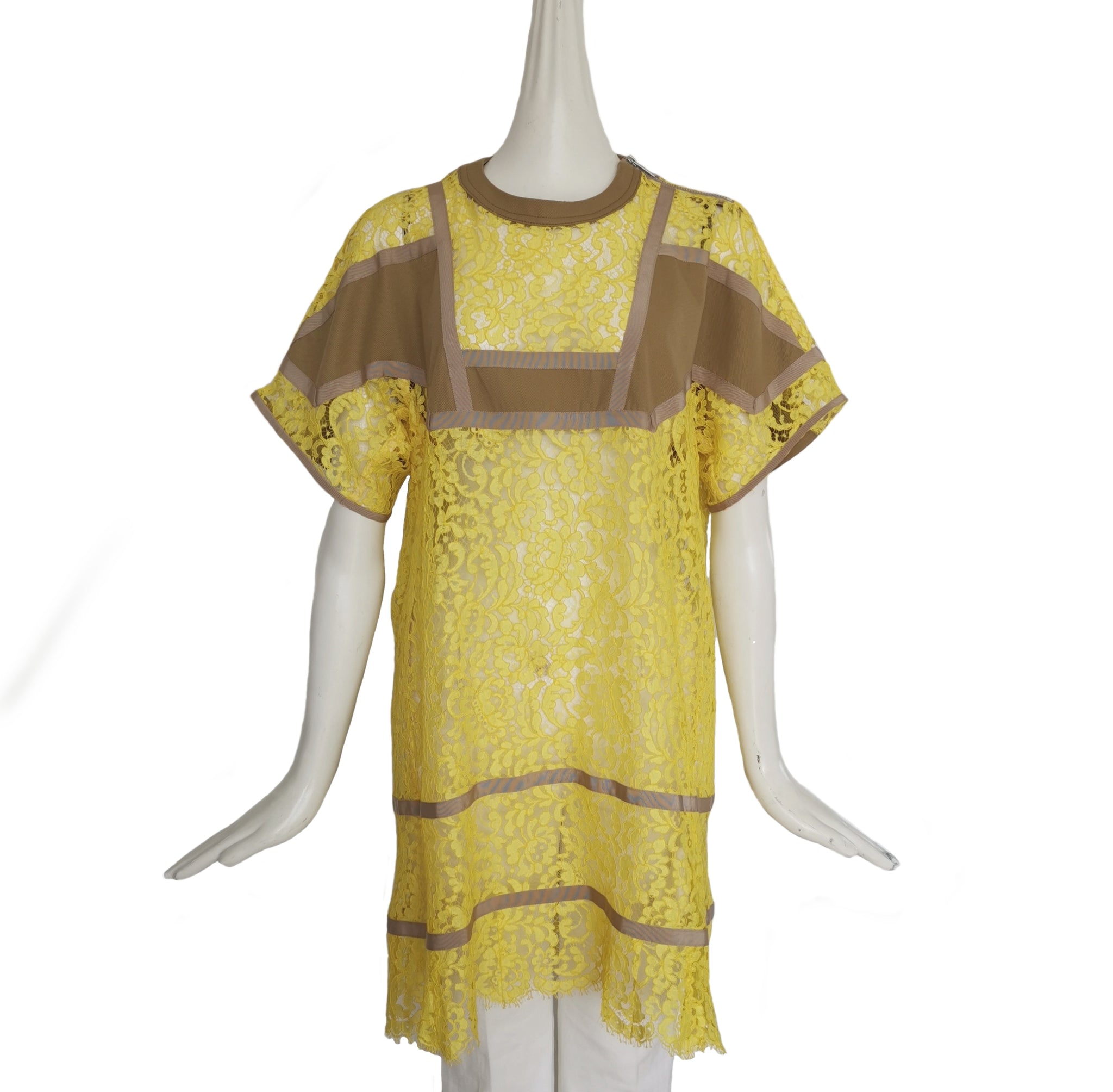 SACAI YELLOW/KHAKI EMBROIDERED LACE DRESS (2) – ReFrock