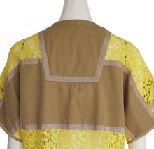 SACAI YELLOW/KHAKI EMBROIDERED LACE DRESS (2)