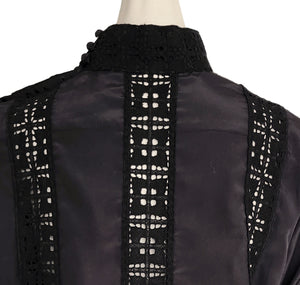 SACAI LUCK BLACK EYELET LACE PANEL BLOUSE (2)